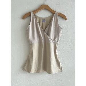 Spanx Cami Tank Top Sz. Large Hide & Sleek Criss Cross Shapewear Neutral Layers